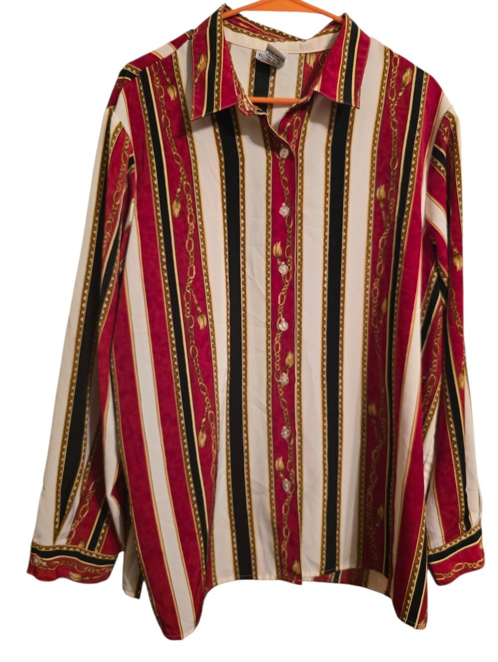 🔥CLEAROUT ADD 3 FIRE LISTINGS FOR 50% OFF Vintage | Striped Chain Print Blouse